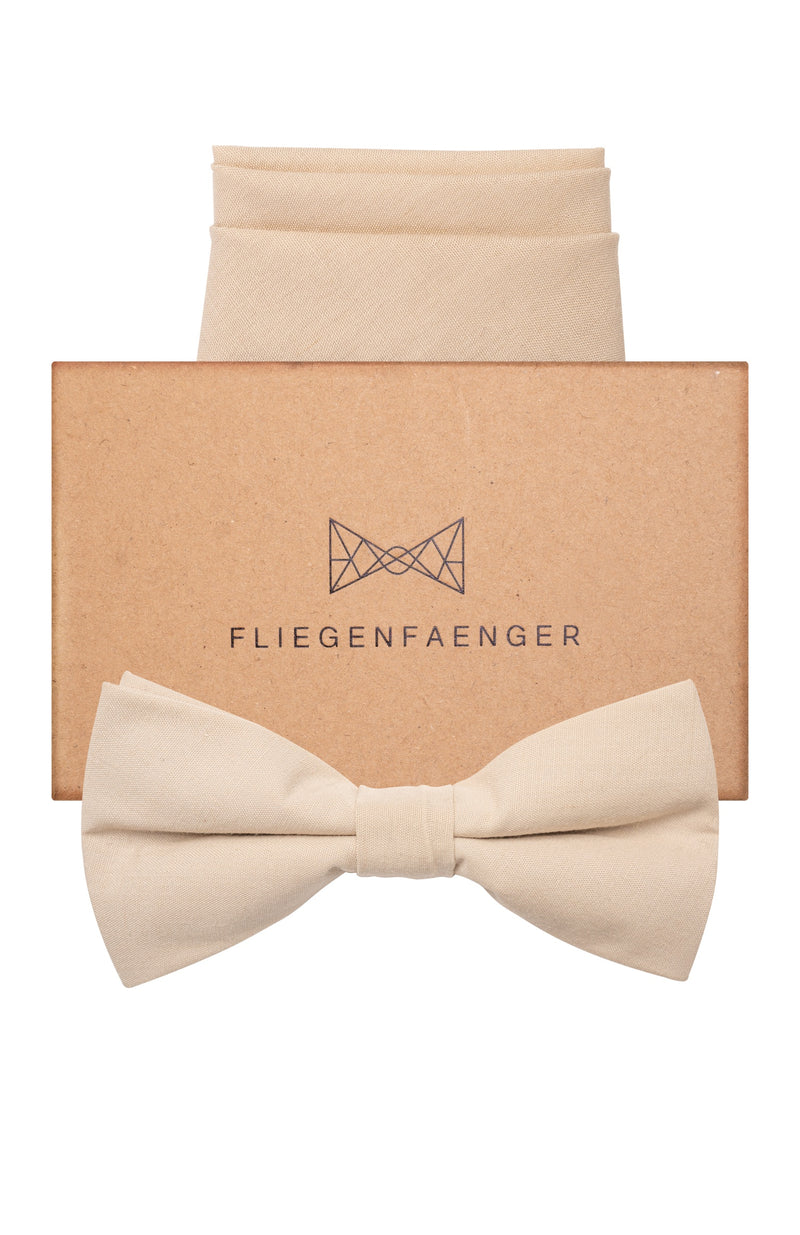Set "Champagner" Fliege Einstecktuch Beige