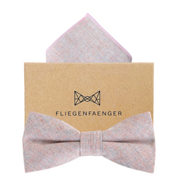 Set "Milde" Fliege Einstecktuch Hell Rosa
