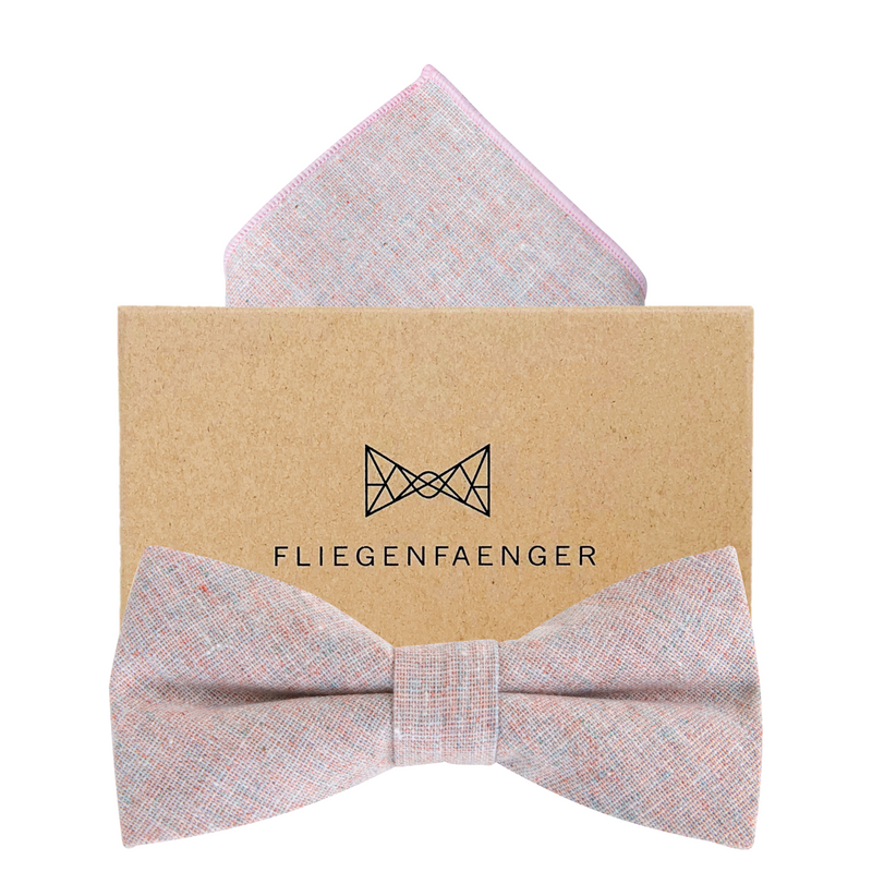 Set "Milde" Fliege Einstecktuch Hell Rosa