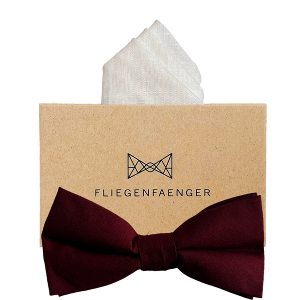 Set Fliege Einstecktuch Dunkelrot Braunrot "Sienna"