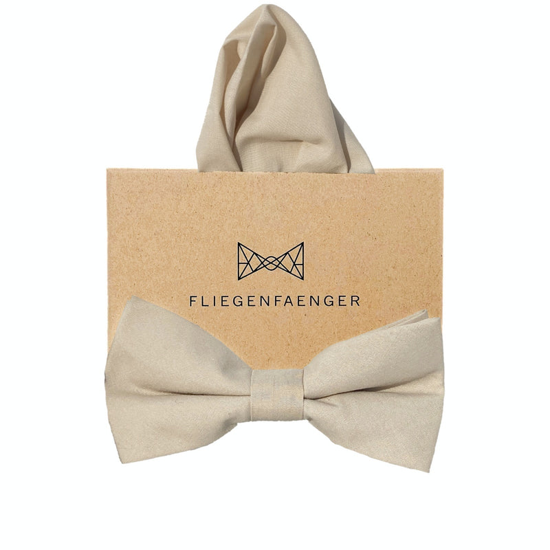 Set "Champagner" Fliege Einstecktuch Beige