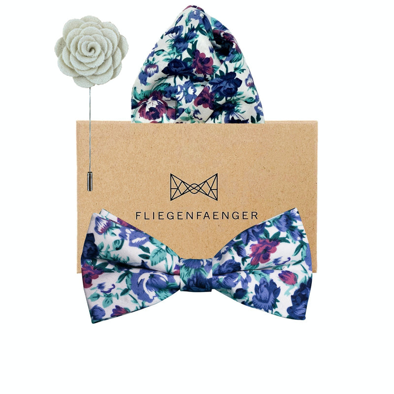 Set "Blume" Fliege Einstecktuch Boutonniere