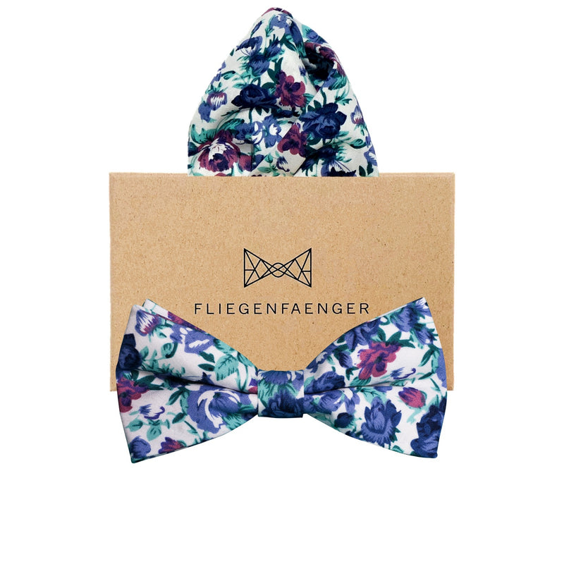 Set Komplett "Blume" Fliege Einstecktuch Socken