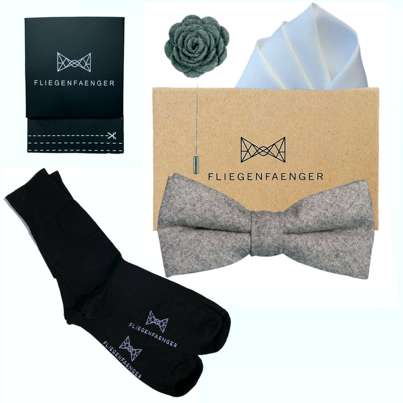 Set Komplett "Hannes" Fliege Socken Grau