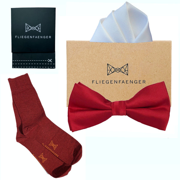 Set Komplett "Edelmann" Fliege Socken Rot