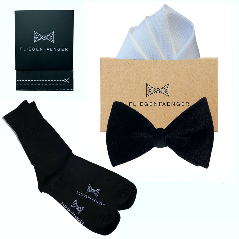 Set Komplett "Onyx" Fliege Socken Schwarz