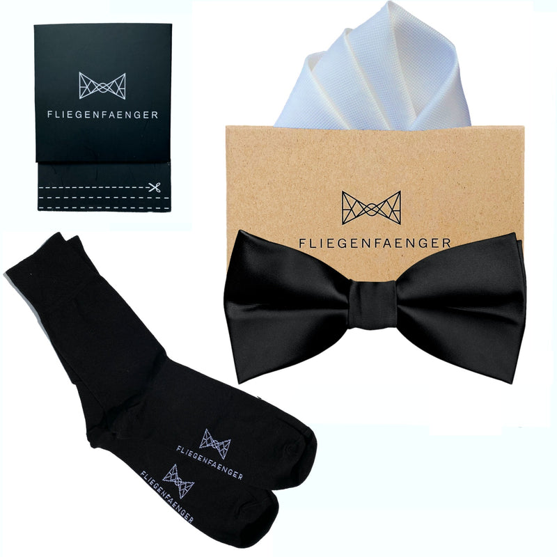 Set Komplett "Edelmann" Fliege Socken Schwarz